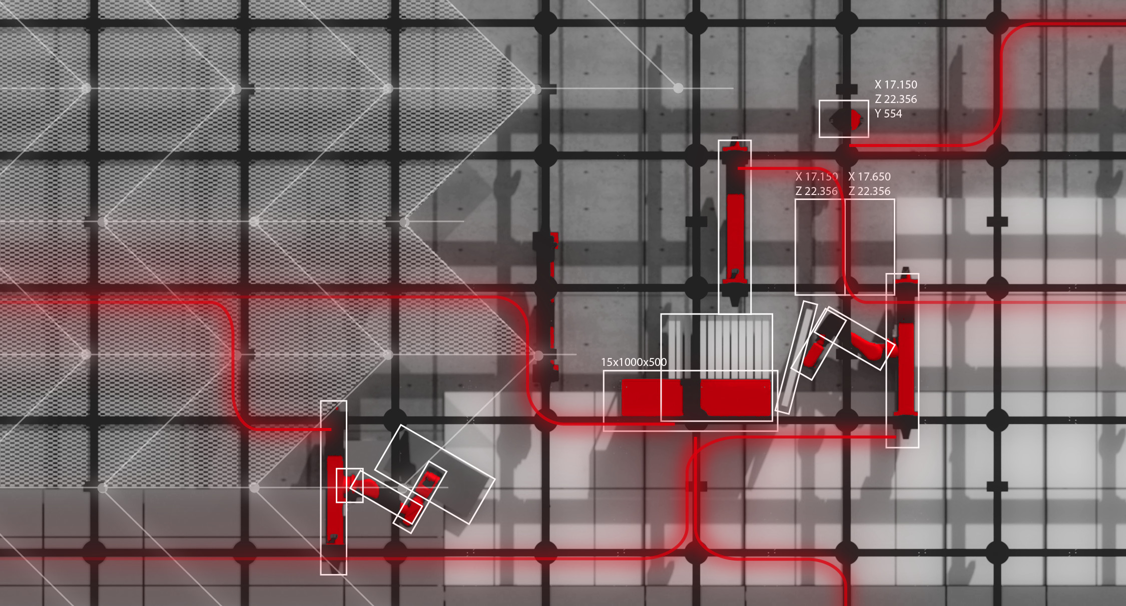 Robotic tools moving on a modular vertical grid along a building façade